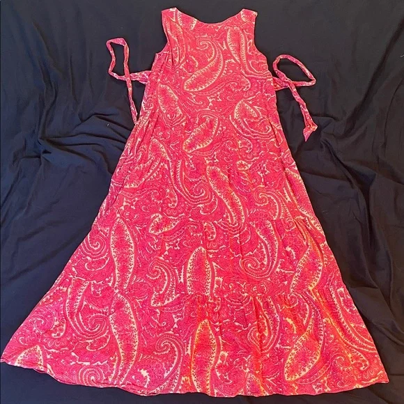 100% Cotton Talbots Petites size 8 petite Pink Paisley Maxi Dress natural fibers